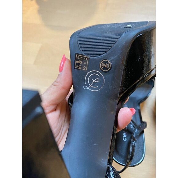 CHINESE Laundry New "Amella" Ankle Strap Black Platform Sandal Patent Heel - Picture 7 of 8